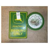 JOHN DEERE PARKING ONLY SIGN AND CLOCK