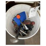 5 GALLON BUCKET CONTAINING MISC TOOLS, FILES, PRYB