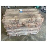 VINTAGE WOODEN TRUNK, 35 IN X 21 IN X 25 IN