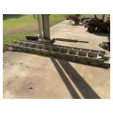 24 FT ALUMINUM EXTENSION LADDER AND 12 FT LEANING