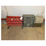 GROUP OF BOLT AND STORAGE BINS WITH CONTENTS, MISC
