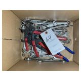 BOX CONTAINING MISC WRENCHES, PLYERS, CRESENT WREN