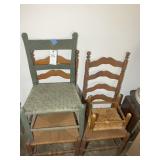 GROUP OF WOVEN SEAT WOOD FRAME CHAIRS
