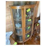 VINTAGE OAK BOWFRONT SINGLE DOOR CHINA CABINET, WI