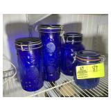 GROUP OF 4 BLUE CANISTERS