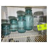 GROUP OF BLUE BALL JARS AND CANISTERS