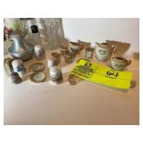 GROUP OF SALT AND PEPPER SHAKERS AND THIMBLE