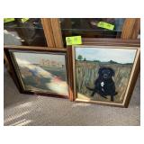 FRAMED GOLF THEMED TAPESTRY, 22 IN X 21 IN AND FRA