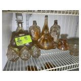 GROUP OF ORANGE CARNIVAL STYLE GLASSWARE, CHEESE T