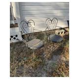 PAIR OF OUTDOOR METAL CHAIRS, HEART PATTERN ON SEA