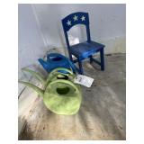 GROUP INCLUDING 3 PLASTIC WATERING CANS AND SMALL