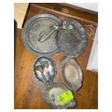 GROUP OF SILVER PLATED TRAYS