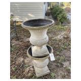 PAIR OF OUTDOOR PLANTERS, 18 IN DIAMETER X 21 IN T