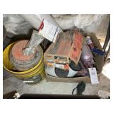 BOX OF ASSORTED FASTENERS, PAINT GUNS, ETC