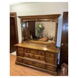 9 DRAWER DRESSER WITH MIRROR, 66 IN X 19 IN X 33 I