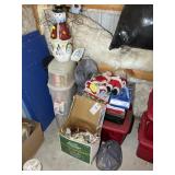 GROUP OF CHRISTMAS DECOR, WRAPPING PAPER, ETC
