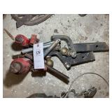 GROUP OF TRAILER HITCHES AND BOTTLE JACKS