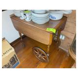 DECORATIVE DROP LEAF TEA CART, OVERALL 34 IN X 18.