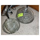 GROUP OF GLASS SERVING TRAYS AND CAKE DISH