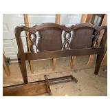 VINTAGE WOODEN BED FRAME, WITH METAL RAILS, FULL S