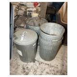 GROUP OF METAL TRASH CANS
