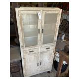 ANTIQUE 4 DOOR, 2 DRAWER PIE CABINET WITH DAMAGE T