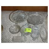 GROUP OF GLASS SERVING TRAYS AND DISHES