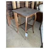 SCALLOPED TOP WOODEN SIDE TABLE, 20 IN SQ X 30 IN
