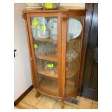 VINTAGE OAK BOWFRONT SINGLE DOOR CHINA CABINET, WI