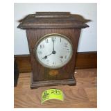 VINTAGE WOOD CASED MANTLE CLOCK, NO WINDING KEY 9