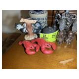 GROUP OF SALT AND PEPPER SHAKERS AND CREAM AND SUG