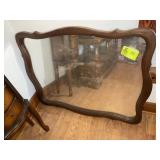LARGE WOOD FRAMED MIRROR, 42 IN X 33 IN