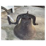 VINTAGE CAST IRON HANGING BELL, OPEN END OF BELL I