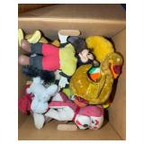 TWO BOXES OF ASSORTED STUFFED ANIMALS, DOLLS, TALK