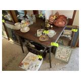 VINYL TOP CARD TABLE, 31 IN SQ, NO CONTENTS