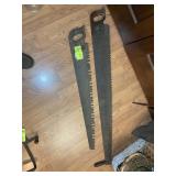 VINTAGE CROSS CUT SAWS, 40 IN AND 53 IN