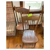 PAIR OF SPINDLE BACK WOODEN DINING CHAIRS