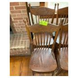 PAIR OF SPINDLE BACK WOODEN DINING CHAIRS