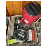 BOX WITH MISC KITCHEN ITEMS, POTS, AIR FRYER, ETC