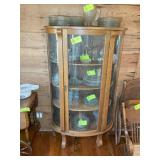 VINTAGE OAK BOWFRONT SINGLE DOOR CHINA CABINET, WI