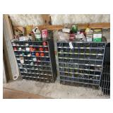 PAIR OF BOLT BINS WITH CONTENTS, BOTTOMS RUSTED