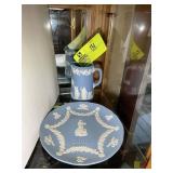 WEDGEWOOD PLATE AND SMALL PITCHER