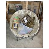 FOLDING CHAIR AND MISC BASKETS