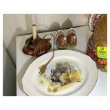 TURKEY THEMED CENTER PIECE, SALT N PEPPER AND BOWL