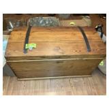 WOODEN TRUNK WITH CURVED TOP, 39 IN X 20 IN X 22.5