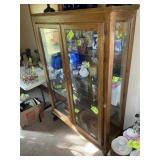 VINTAGE TWO DOOR, APPEARS TO BE OAK, CHINA CABINET