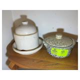 GROUP INCLUDING CERAMIC POULTRY WATERER, ROSEVILLE