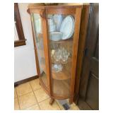 VINTAGE OAK BOWFRONT SINGLE DOOR CHINA CABINET, WI