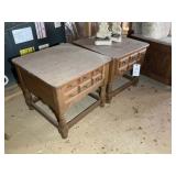 PAIR OF WOODEN ONE DRAWER SIDE TABLES, 23.5 IN SQ