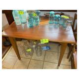 THREE BOARD WOODEN TABLE, 30 IN X 42 IN X 30.5 IN,